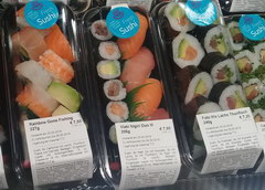 Food prices in Germany at the station, sushi and rolls